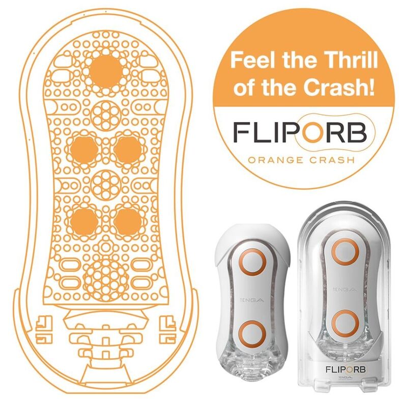 TENGA - FLIP ORB STRONG CRASH MASTURBATOR WHITE AND ORANGE