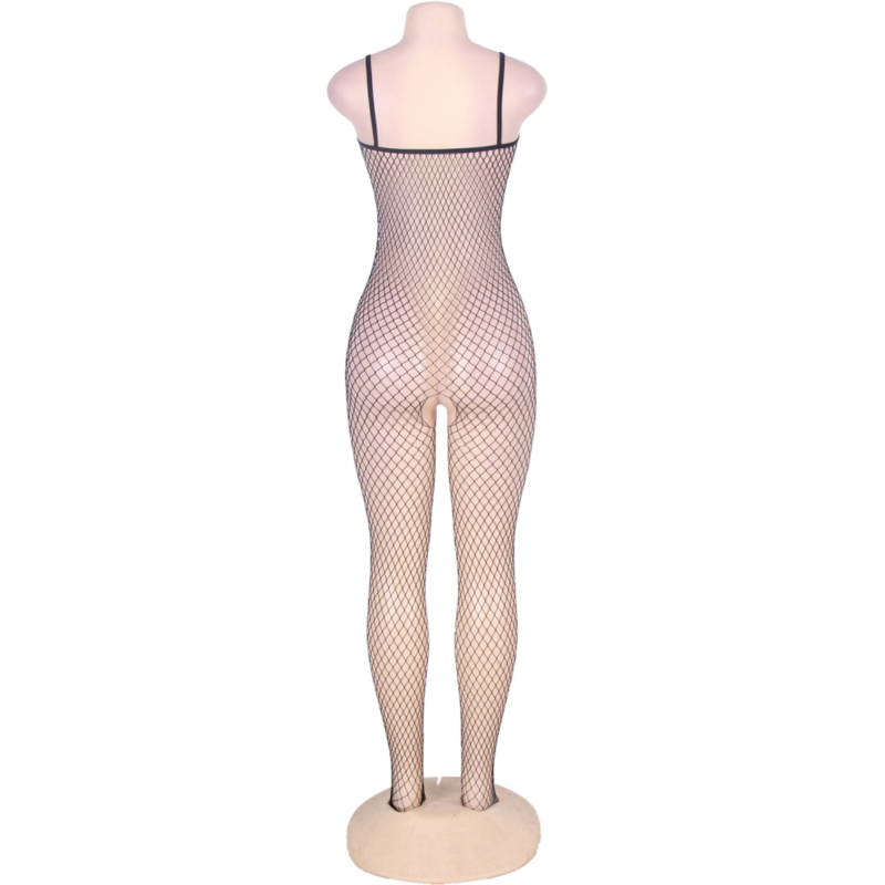 QUEEN LINGERIE - BODYSTOCKING WITH TIES IN NECKLINE S/L