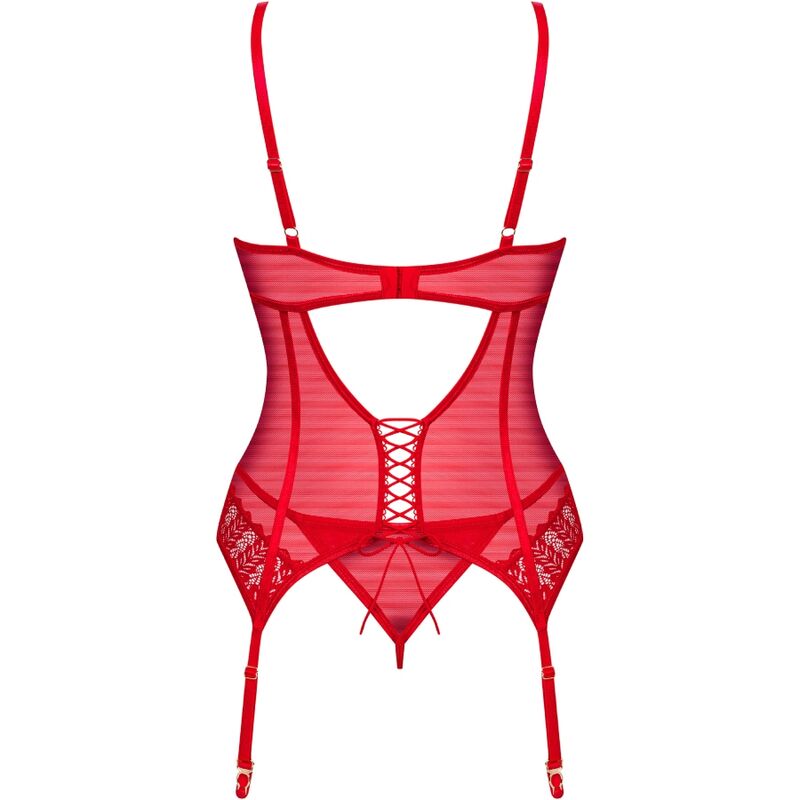 OBSESSIVE - INGRIDIA CORSET & THONG RED XS/S