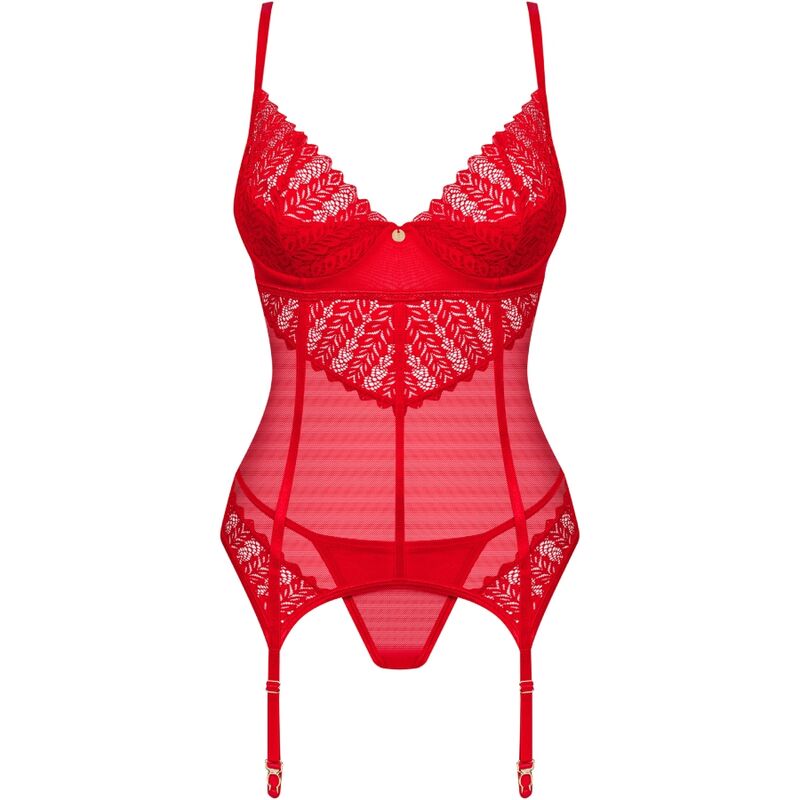 OBSESSIVE - INGRIDIA CORSET & THONG RED XS/S