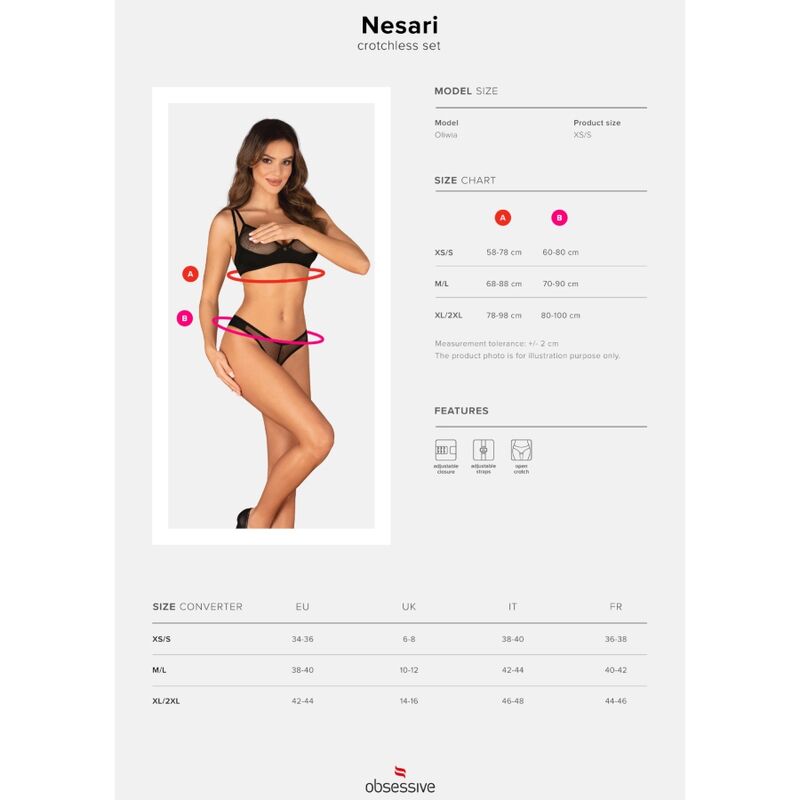 OBSESSIVE - NESARI SET TWO PIECES CROTCHLESS M/L