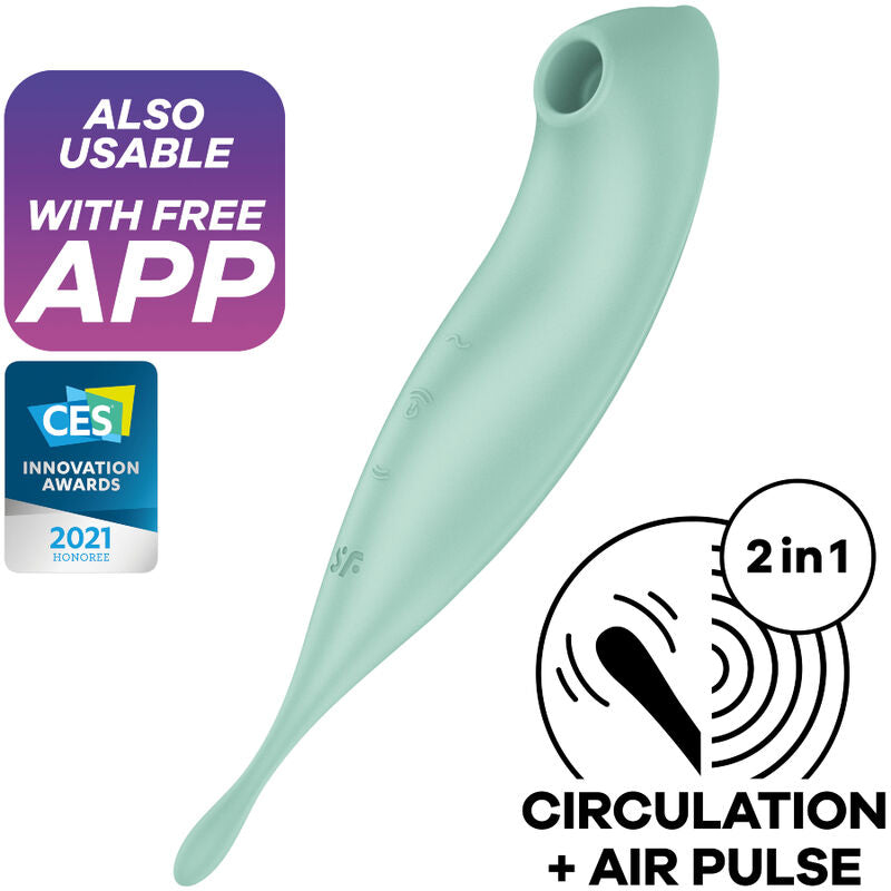 SATISFYER - TWIRLING PRO+ AIR PULSE STIMULATOR & VIBRATOR APP RED