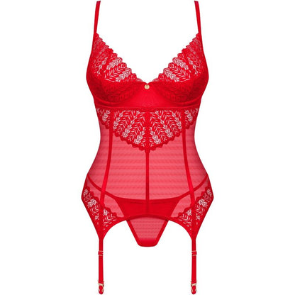 OBSESSIVE - INGRIDIA CORSET & THONG RED XS/S