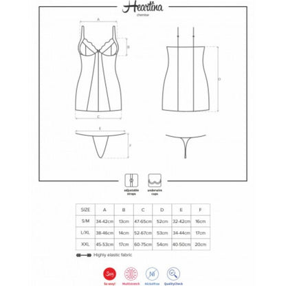 OBSESSIVE - HEARTINE CHEMISE & TANGA BLACK S/M