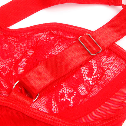 SUBBLIME - TEDDY WITH GARTER WITH LACE DETAIL AND STRIPS RED S/M