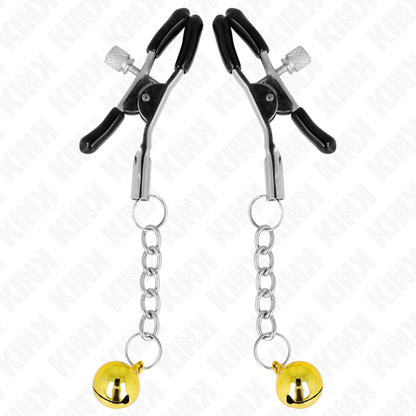 KINK - GOLD JINGLE BELL PENDANT NIPPLE CLAMPS 6 CM